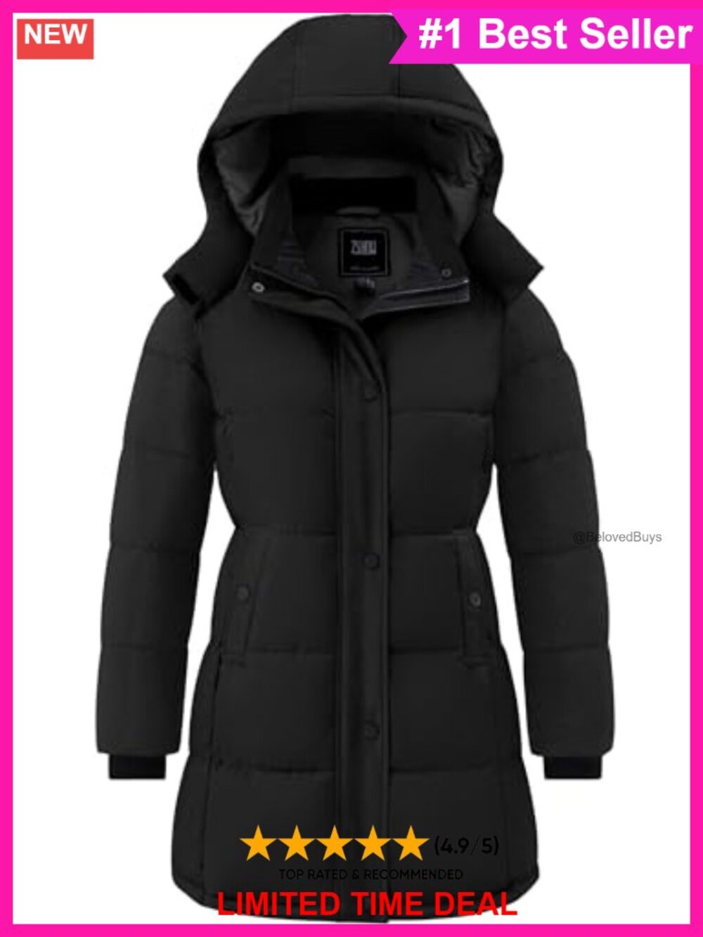 Quilted Long Winter Puffer Jacket Waterproof Warm Parka with Hood